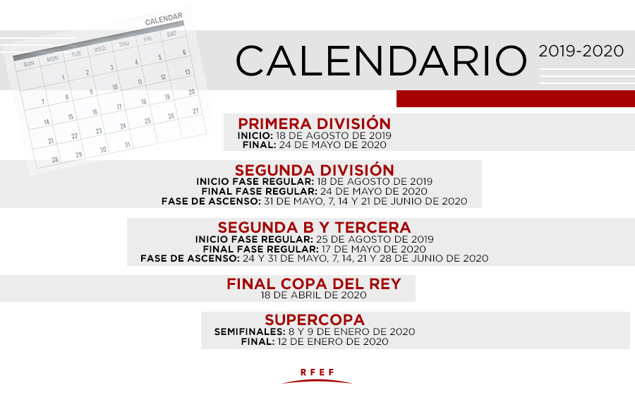 Desobediencia Bocadillo Hito Este es el calendario oficial de competición de la temporada 2019/2020 |  rfef.es