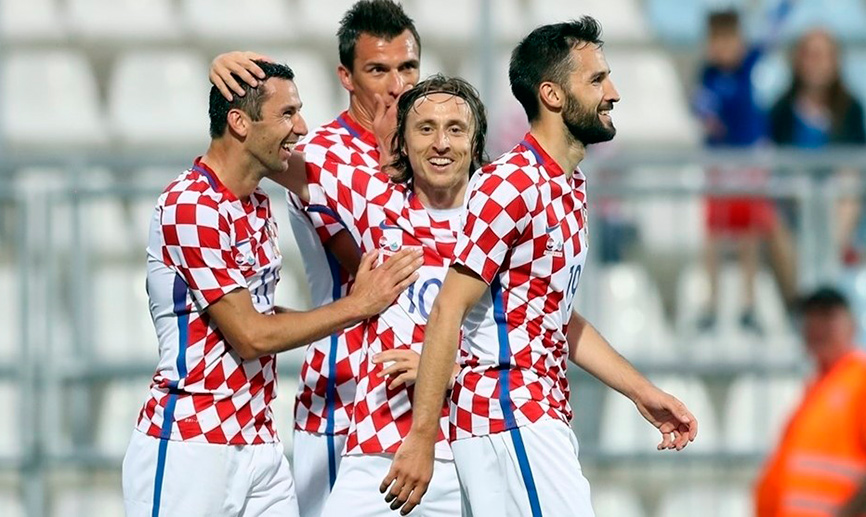Los croatas celebran un gol