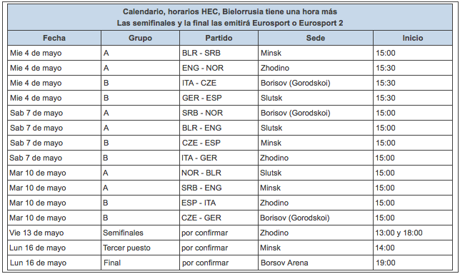 Calendario oficial