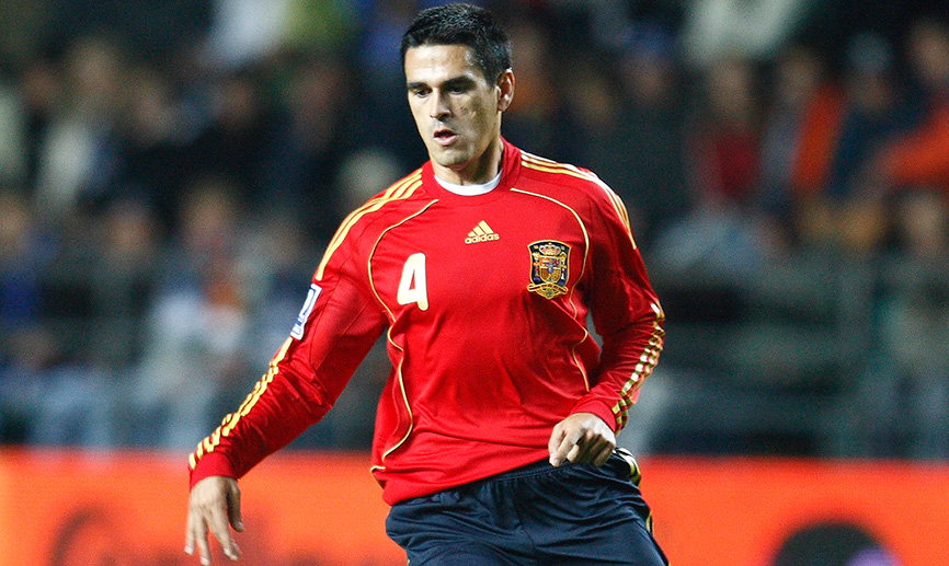 Juanito en un partido con la Selección española