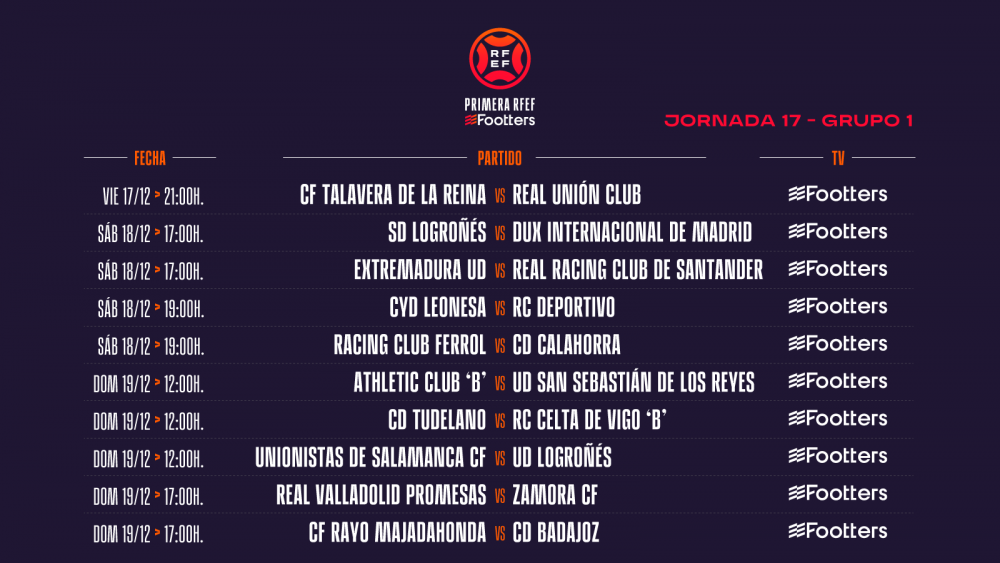 Descomponer consonante Responder HORARIOS | La Primera RFEF Footters planifica todos sus partidos hasta  finales de enero de 2022 | rfef.es