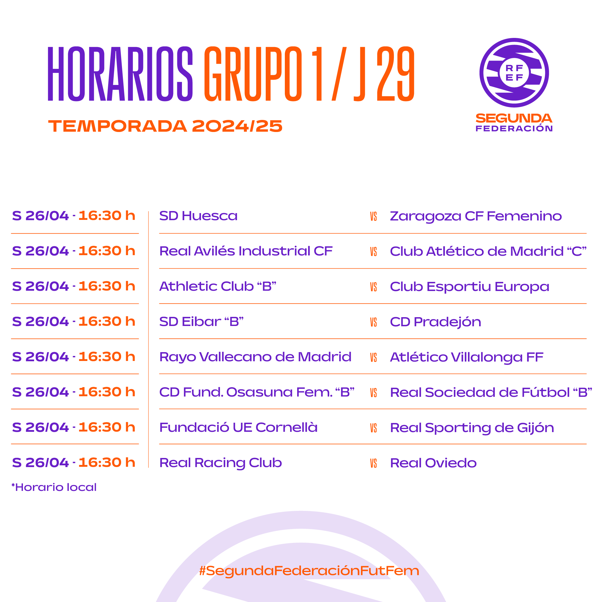 horarios-segunda-federacion-femenina-grupo-1-j29