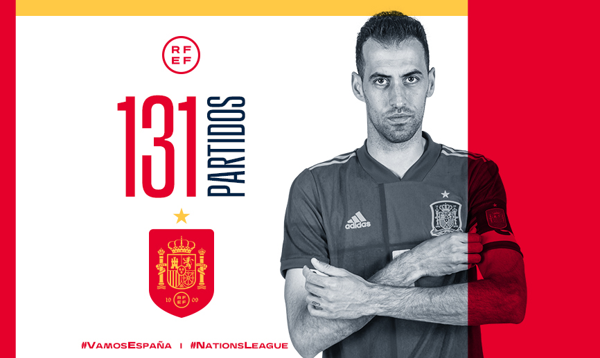 Sergio Busquets amplía su leyenda hasta los 131 partidos con España