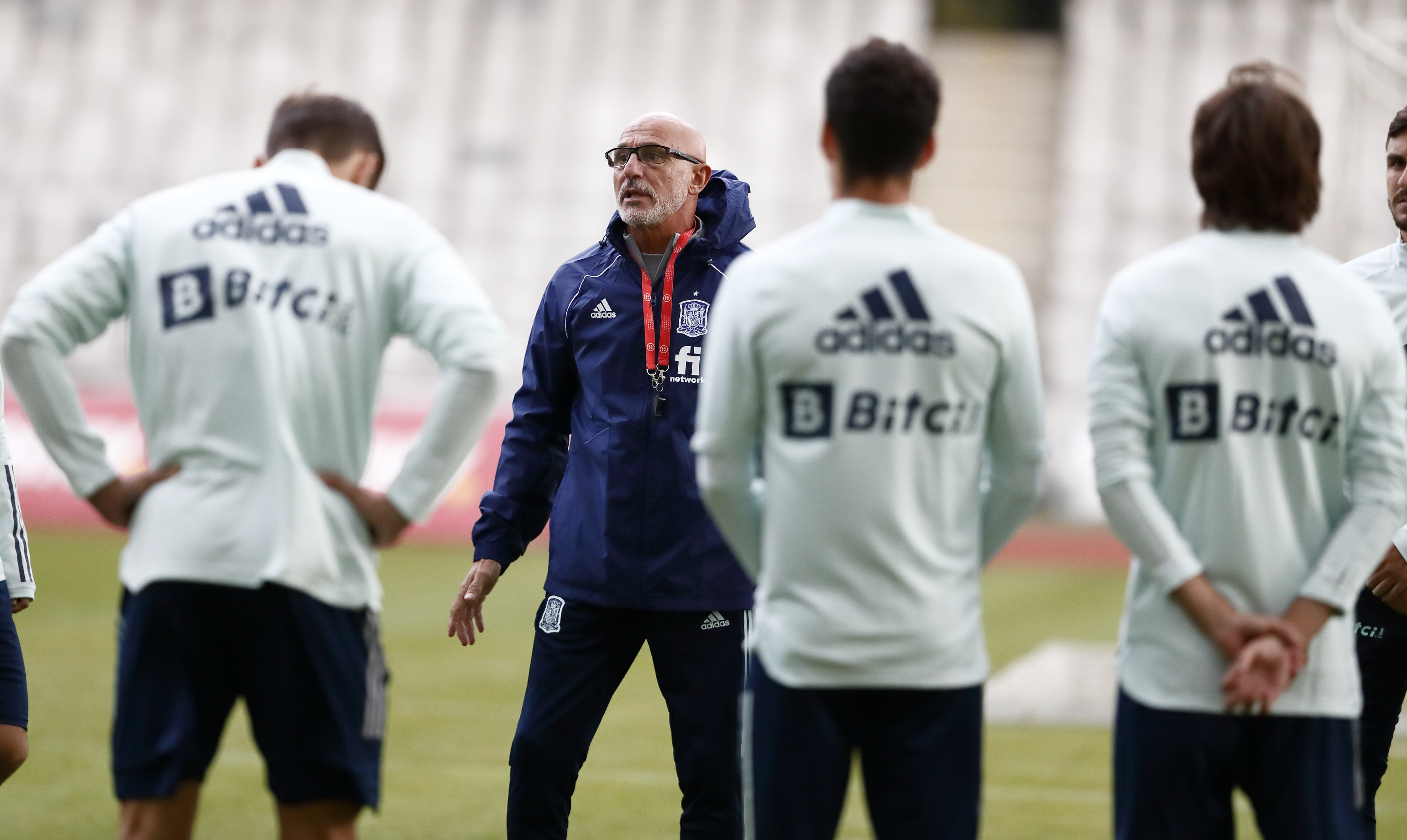 Luis de la Fuente en el entrenamiento oficial previo al Rumania-España
