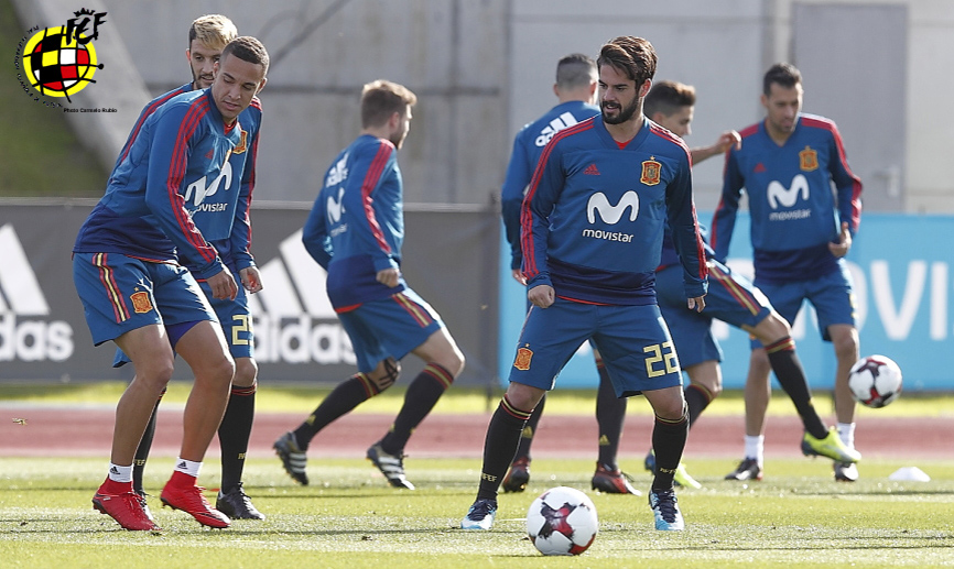 Isco y Rodrigo durante el entrenamiento