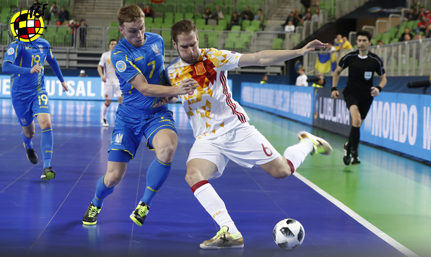 Momento del partido entre España y Ucrania jugado en Liubliana