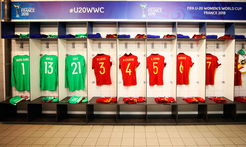 Vestuario de la Selección española Sub-20 femenina durante la final de la Copa del Mundo