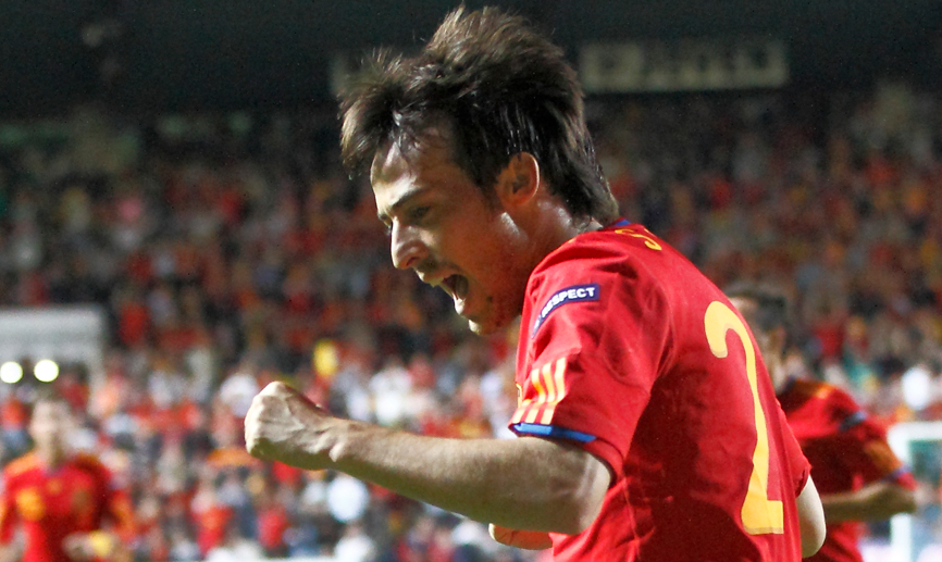 David Silva celebra un gol