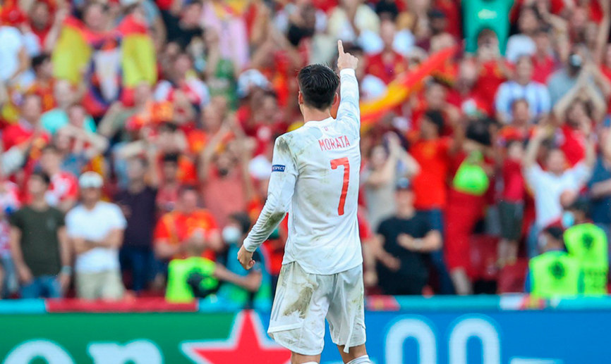 Morata dedica su gol en Copenhague a los aficionados