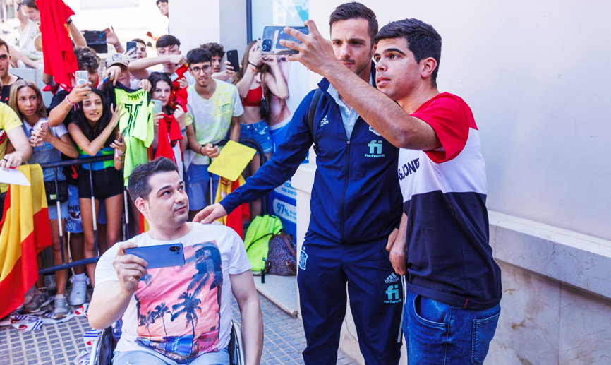 La Selección Española a su llegada a Málaga