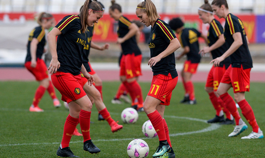 La selección femenina de Bélgica realiza un entrenamiento