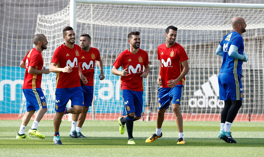 Villa entrena con la selección española