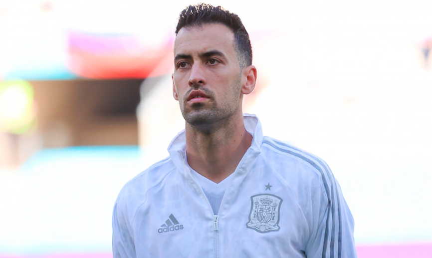 Sergio Busquets antes del encuentro entre Eslovaquia y España en Sevilla