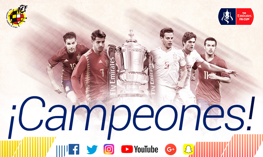 Cesc Fábregas, Álvaro Morata, César Azpilicueta, Marcos Alonso y Pedro Rodríguez conquistan la FA Cup 