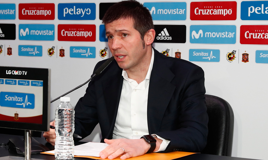 Albert Celades ofrece la convocatoria de la Selección Sub-21 en la Telefónica FlagShip Store de Madrid