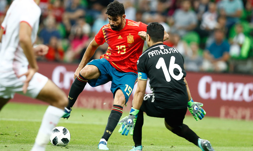 Momento del partido entre España y Túnez disputado en Krasnodar