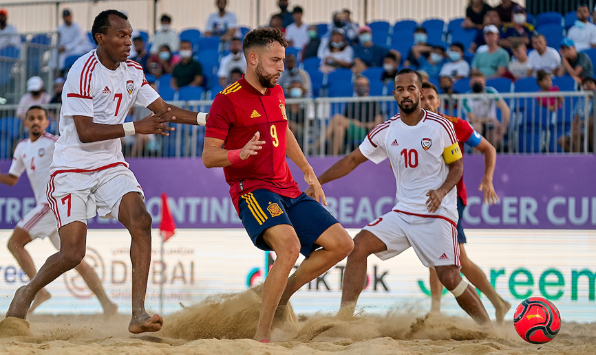 Momento del partido entre España y Emiratos Árabes Unidos disputado en Dubái