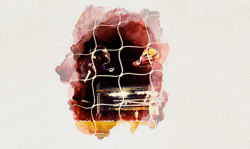 Recreación artística de la parada de David de Gea ante el Crystal Palace