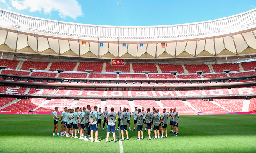 La Selección española se entrena el el estadio Wanda Metropolitano de Madrid