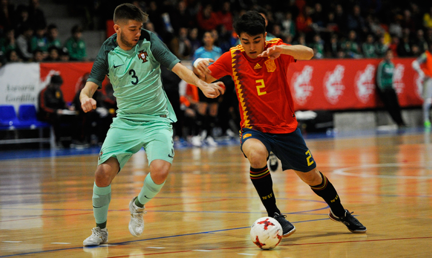 Momento del partido entre España y Portugal disputado en Úbeda