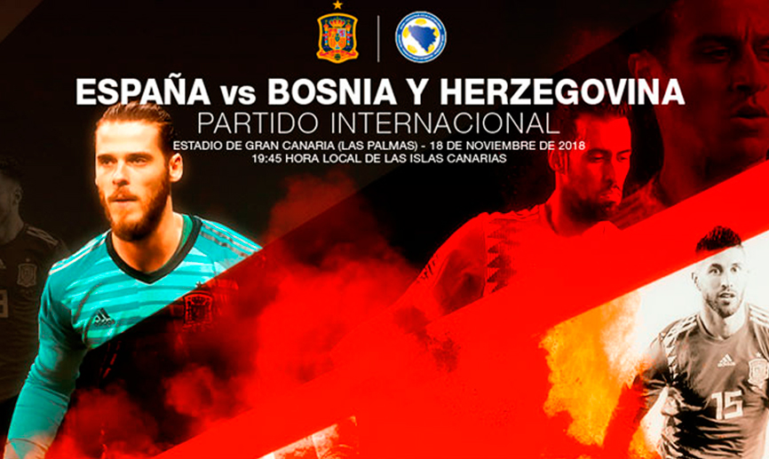 Cartel del partido entre España y Bosnia del 18 de noviembre