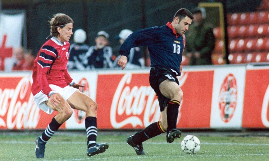 José Francisco Molina en el Noruega - España del 96