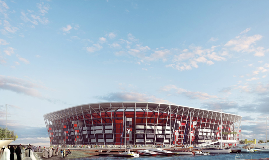 Vista del estadio Ras Abu Aboud de Doha