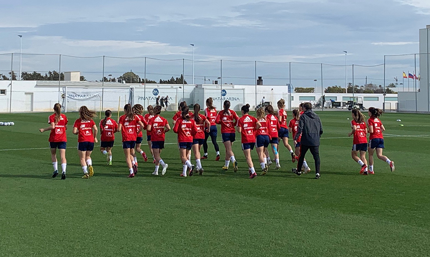 La selección española en su entrenamiento