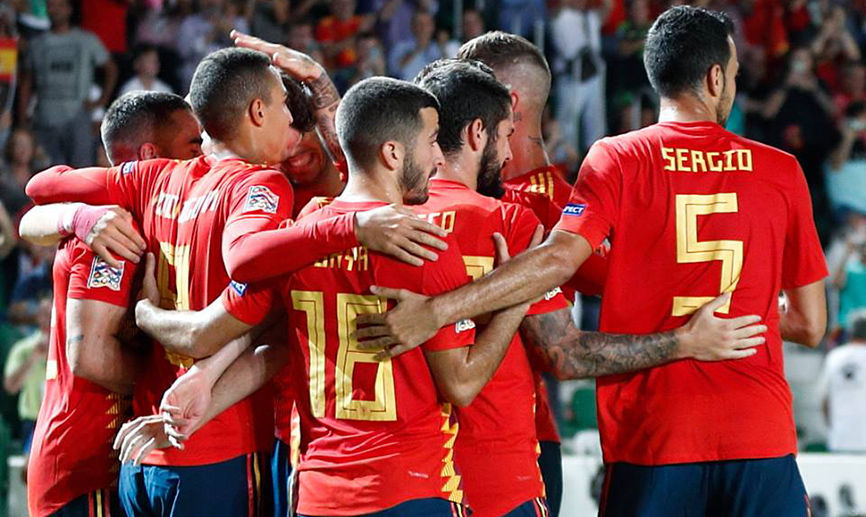 La Selección española celebra un gol en la UEFA Nations League