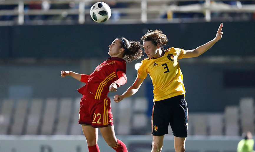 Momento del partido entre España y Bélgica disputado en Cartagena