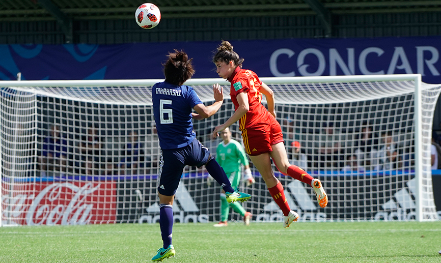 Momento del partido entre España y Japón disputado en Concarneau
