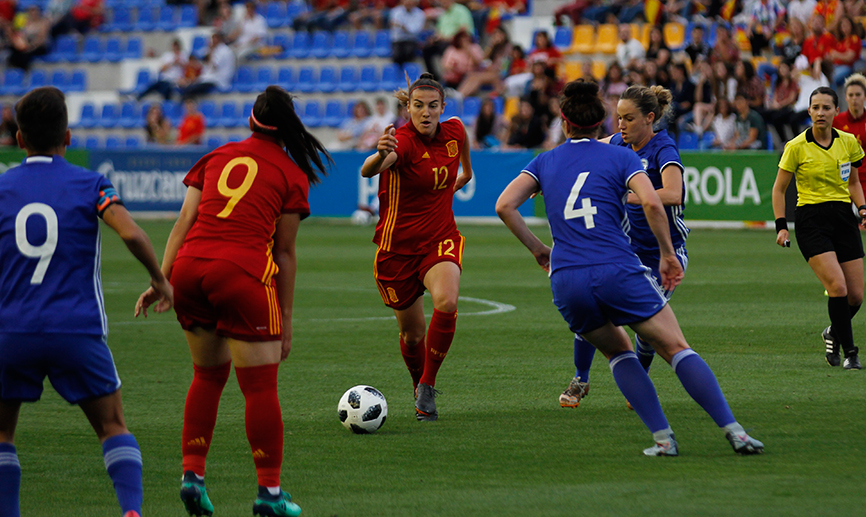 Momento del partido entre España e Israel jugado en Murcia