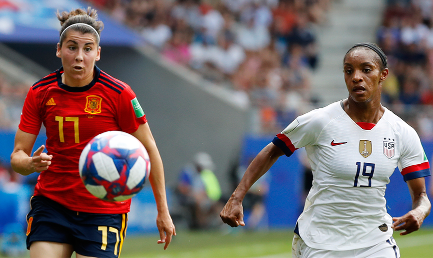 Momento del partido entre España y Estados Unidos jugado en Reims