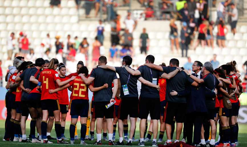 La Selección española femenina al término del encuentro frente a Estados Unidos