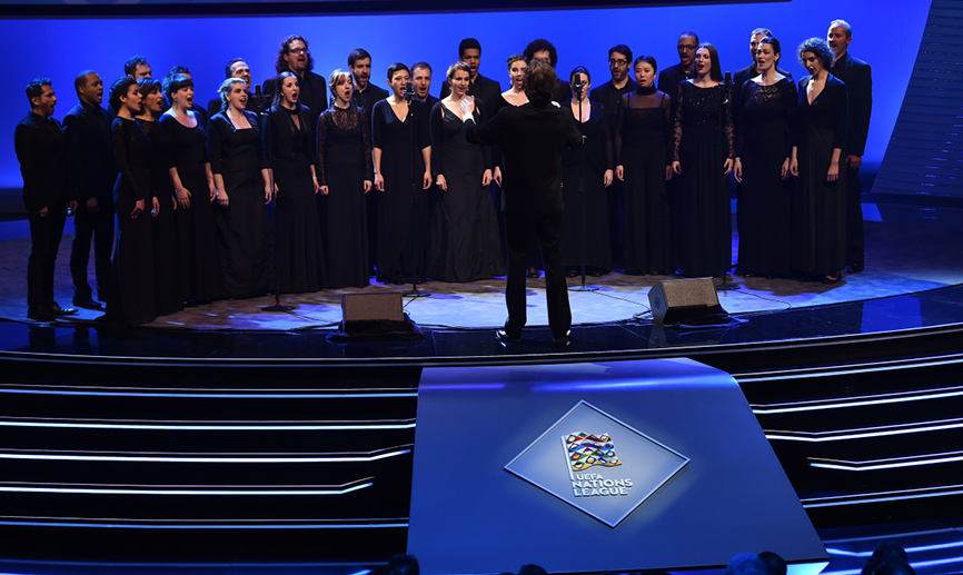 Interpretación del himno de la UEFA Nations League