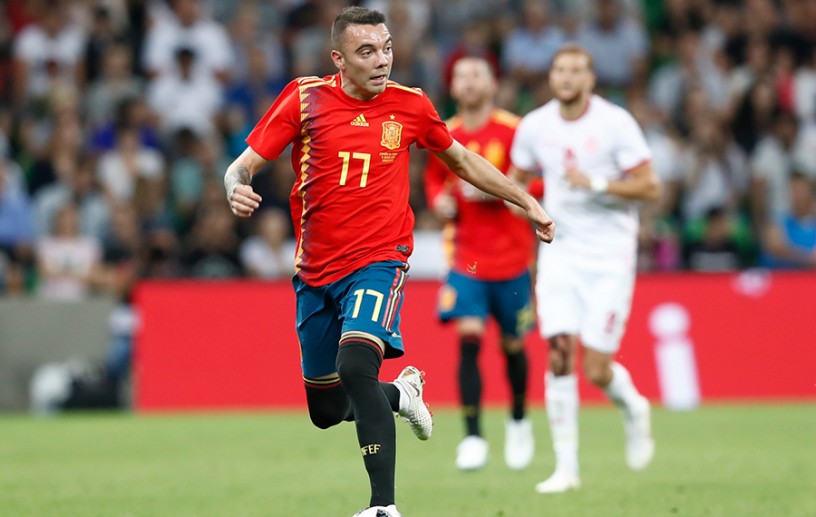 Iago Aspas en un momento del partido contra Túnez  