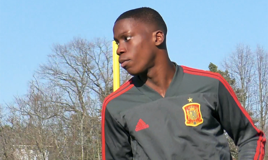 Ilaix Moriba en un momento del entrenamiento