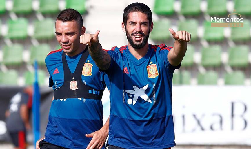 Isco celebra un gol ante la cámara
