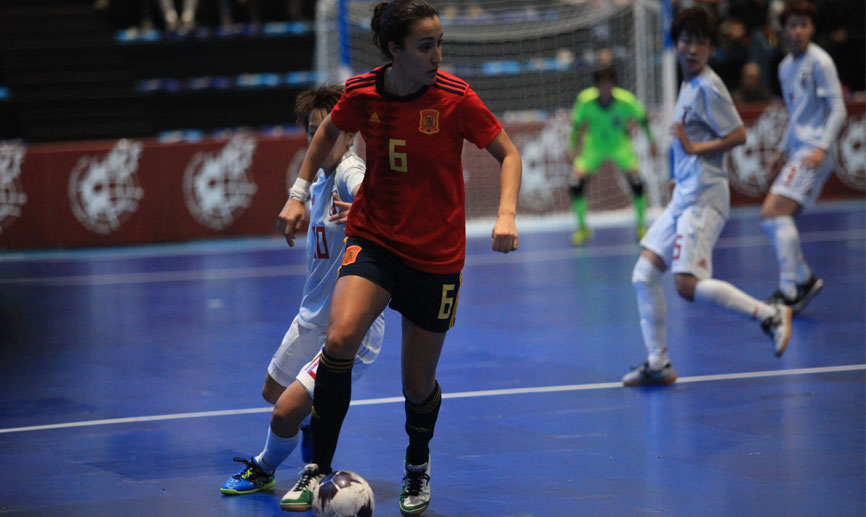 Momento de partido entre España y Japón jugado en la localidad pontevedresa de Marín