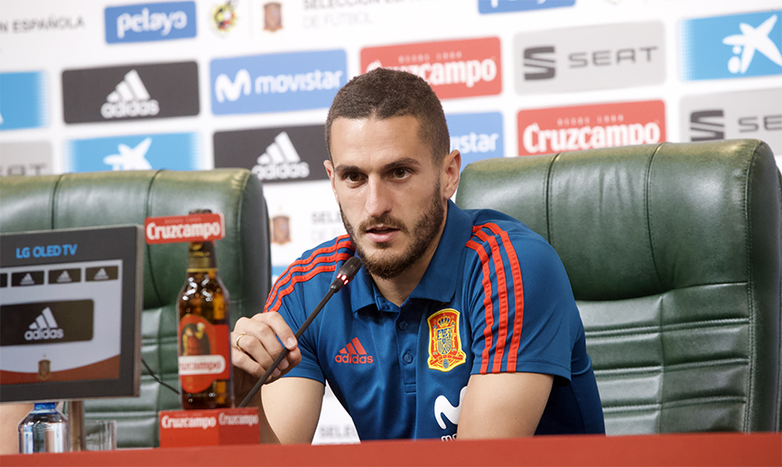Koke Resurrección durante la rueda de prensa ofrecida en Krasnodar