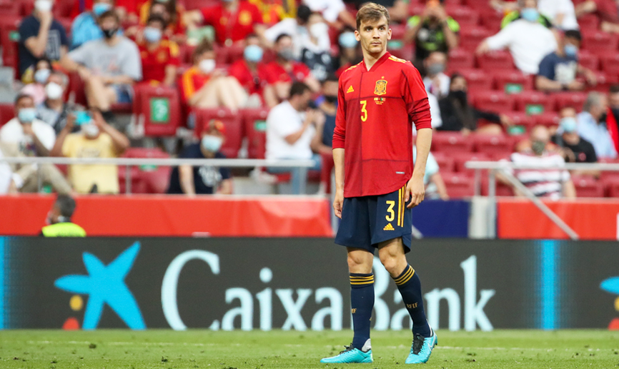 Diego Llorente durante el España-Portugal jugado en Madrid