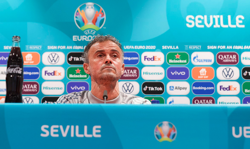 el seleccionador nacional, Luis Enrique Martínez, en la rueda de prensa previa al España - Suecia