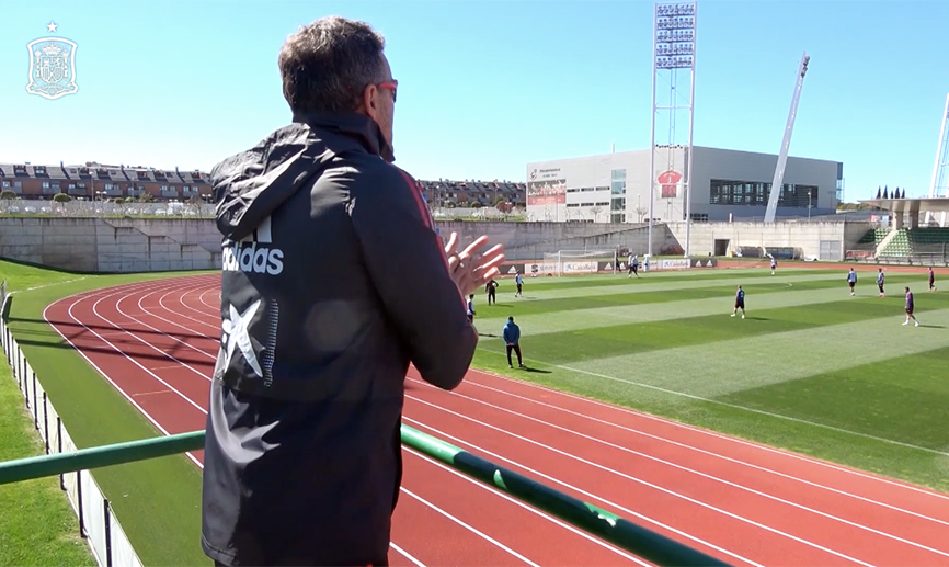 Luis Enrique en el andamio