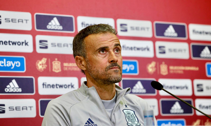 Luis Enrique en rueda de prensa en Madrid