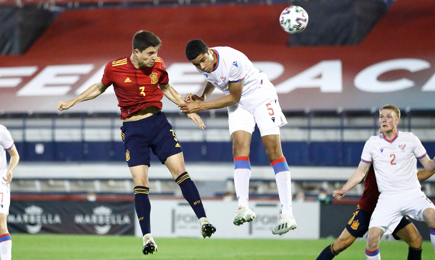 Momento del partido entre España e Islas Feroe jugado en Marbella