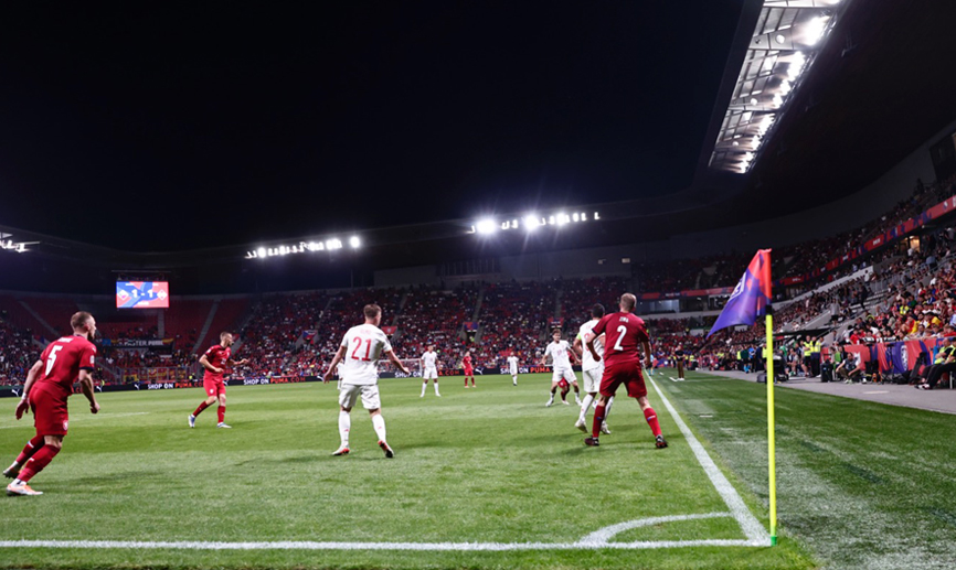 Momento del partido entre república Checa y España, jugado en Praga