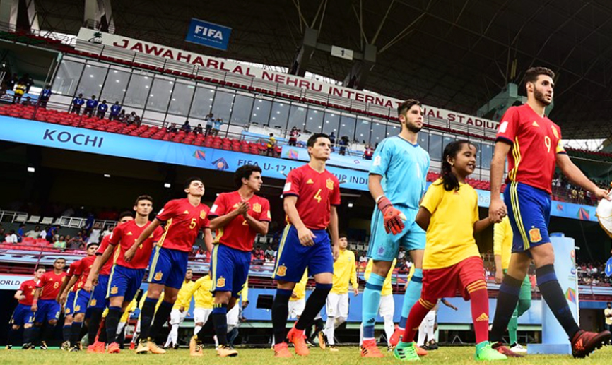 La Selección española Sub-17 salta al campo en el Mundial de la India
