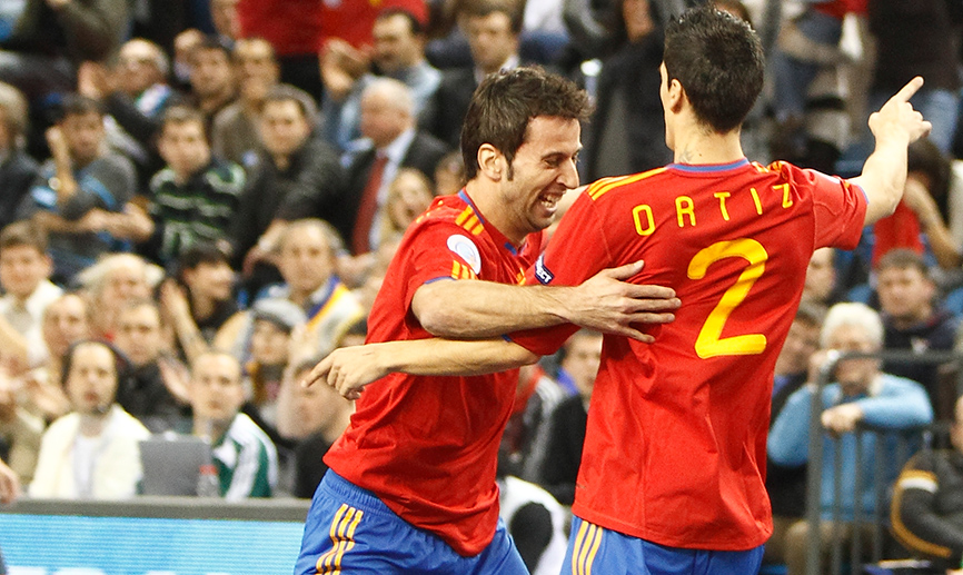 Ortiz celebra un gol con la selección