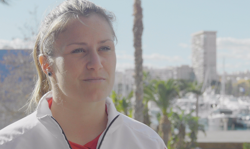 Sandra Paños durante la entrevista con SEFUTBOL en Alicante
