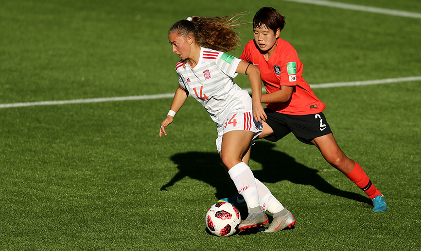 Ainhoa Marín en un momento del partido ante la República de Corea